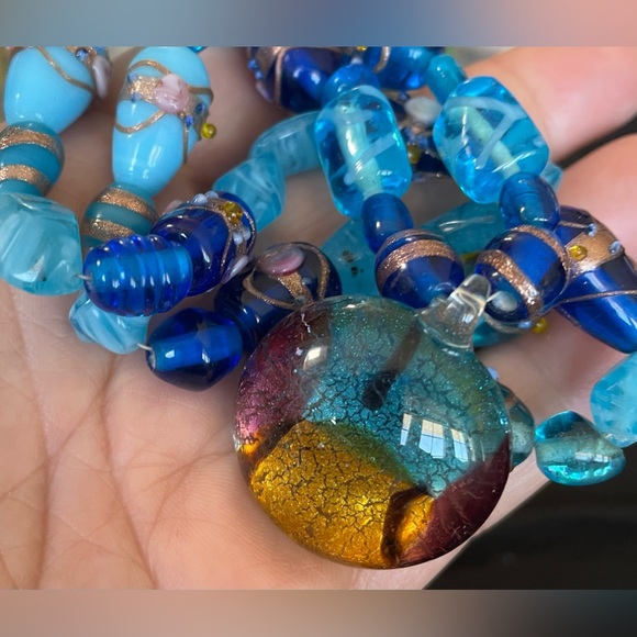 3 for $30 Artisan Glass Beaded Necklace with Art Glass Pendant - Picture 9 of 9